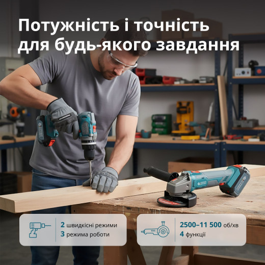 Könner & Söhnen KS IDAGB20VSET1PLUS, набір акумуляторного ударного шуруповерта та акумуляторної кутової шліфмашини 20 В - KSIDAGB20VSET1PLUS