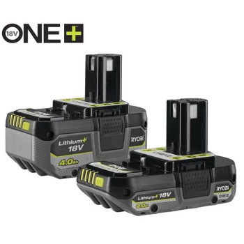 Ryobi RB1824X2, набір акумуляторів ONE+ Lithium+ 18 В 2.0 Аг та 4.0 Аг