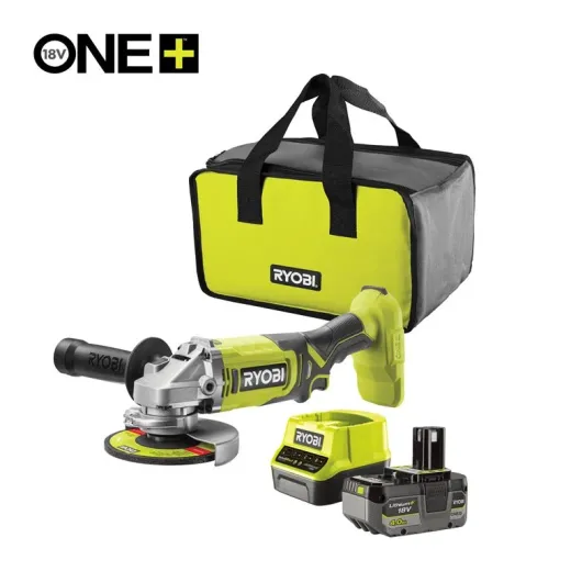 Ryobi RAG18125-1C40S, акумуляторна кутова шліфувальна машина 125 мм ONE+ з АКБ 4,0 А·год та зарядним пристроєм - 5133005643