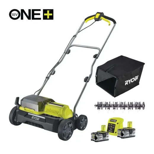 Ryobi RY18SFX35A-240, акумуляторний скарифікатор-аератор ONE+ HP з безщітковим двигуном та робочою шириною 35 см, 2х4.0 А·год - 5133004549	