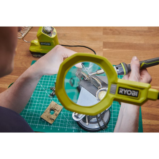 Ryobi RML18-0, акумуляторний світлодіодний настільний світильник, з лупою та гнучким тримачем, без АКБ та ЗП - 5133005669