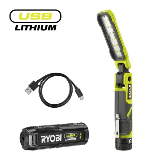 Ryobi RLI4-120G, акумуляторний інспекційний ліхтар USB Lithium 4 В з акумулятором 2.0 А·год - 5133006225