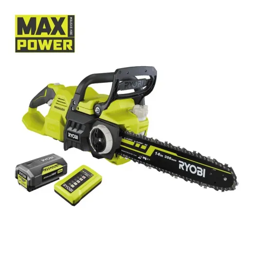 Ryobi RY36CSX35A-150, акумуляторна безщіткова ланцюгова пила MAX POWER 36 В з шиною 35 см, 1 АКБ 5.0 А·год та ЗП - 5133004596