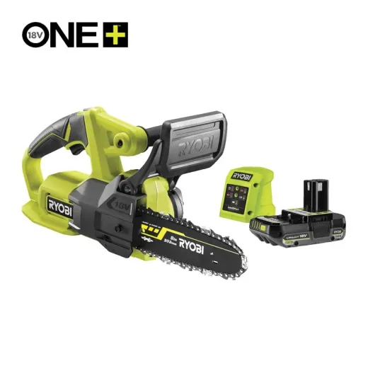 Ryobi RY18CS20A-125, акумуляторна компактна ланцюгова пила ONE+ 18 В з шиною 20 см, 1x2.5 А·год та зарядним пристроєм - 5133005415