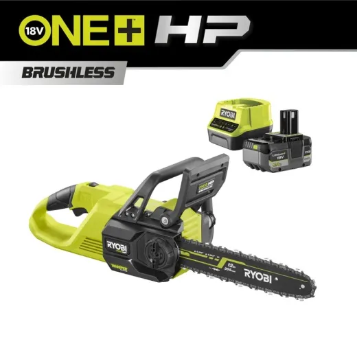 Ryobi RY18CSX30A-150, акумуляторна безщіткова ланцюгова пила ONE+ HP Whisper 18 В з шиною 30 см, АКБ 5.0 А·год та ЗП - 5133005466