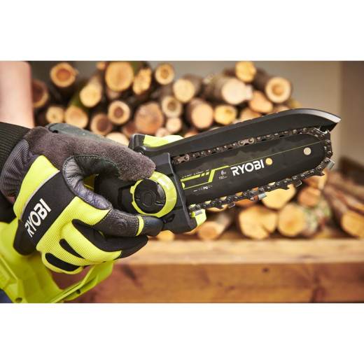 Ryobi RY18PSX15A-120T, акумуляторна безщіткова міні-пила ONE+ HP 18 В з шиною 15 см, 1 АКБ 2.0 А·год та ЗП - 5133005899