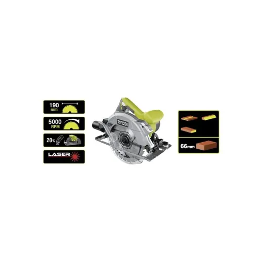 Ryobi RCS1600-K, циркулярна пила 1600 Вт з диском 190 мм та лазерним покажчиком - 5133002779