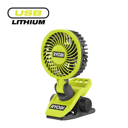 Ryobi RCF4-0, акумуляторний вентилятор USB Lithium з кліпсою та поворотною головою, без АКБ та ЗП - 5133006130