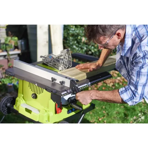 Ryobi RTS1800EF-G, розпилювальний верстат 1800 Вт з диском 254 мм, складною станиною та транспортувальними колесами - 5133002025