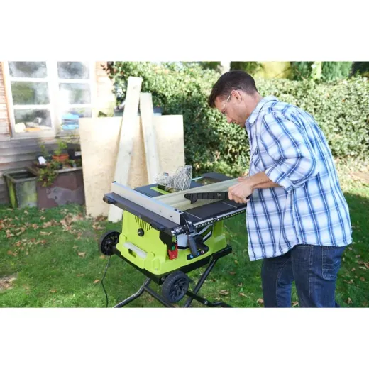 Ryobi RTS1800EF-G, розпилювальний верстат 1800 Вт з диском 254 мм, складною станиною та транспортувальними колесами - 5133002025