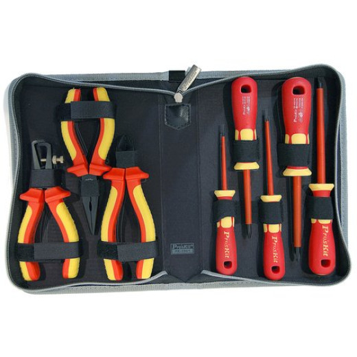 Pro'sKit PK-2801, набір викруток та плоскогубців з ізольованими рукоятками для роботи під напругою до 1000 В - 9138