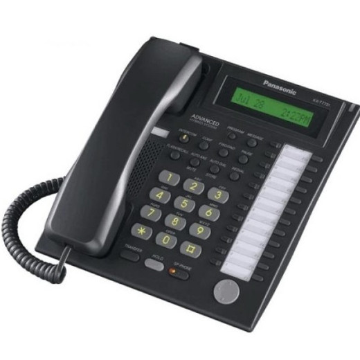 Panasonic KX-T7735UA-B Black, системний телефон, 3-рядковий LCD дисплей, 24 програмовані клавіші, спікерфон, роз'єм гарнітури - KX-T7735UA-B