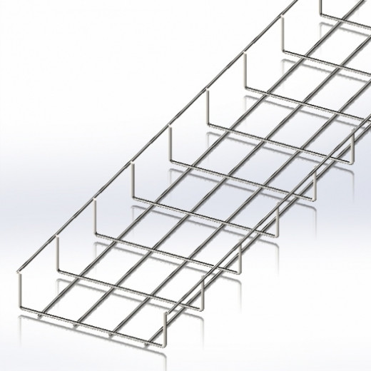 Лоток сітчастий 200х50, дріт Ø4 мм, білий цинк, 2,5м - CMS-WBB4-20050Z