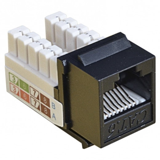 Модуль KeyStone RJ45 UTP,кат.6, 110, Slim, W-16,6мм,чорний, EPNew - 6KTVM-U0BK