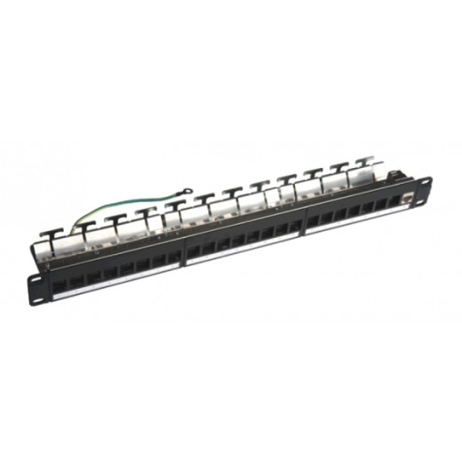 Патч-панель модульна 24 порти FTP c менеджментом кабелю 1U 19 "HD, Hypernet - PP-M24-STP-2