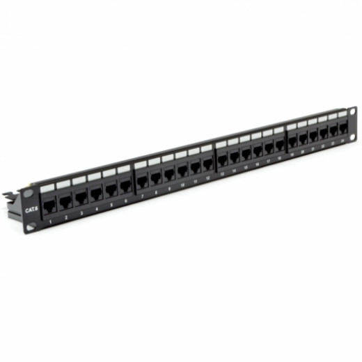 Патч-панель 24 x RJ-45 UTP, кат. 6, dual type, із заднім організатором, EPNew - 6PLH-240BKRM