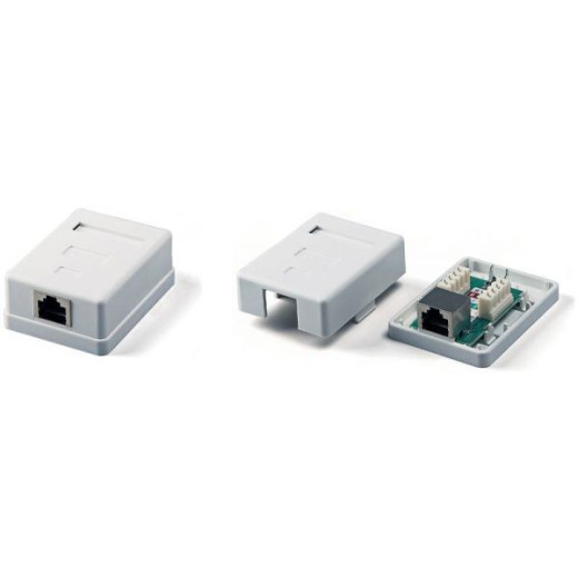 Розетка однопортовая екранована RJ45 STP біла 5E, Hypernet - MB-STP1