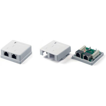 Розетка двухпортовая екранована RJ45 STP біла 5E, Hypernet