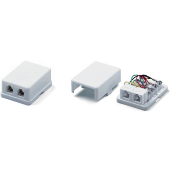 Телефонна розетка RJ-12 двухпортовая, настінна, Hypernet
