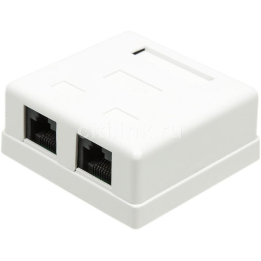 Розетка двухпортовая RJ45x2 UTP cat 5E, біла, Hypernet - MB-UTP2