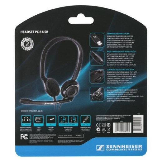 Sennheiser PC 8 USB, дротова стерео гарнітура - 504197