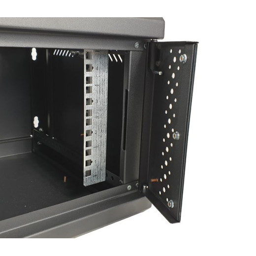 Монтажна шафа 6U, 600х350х370 (Ш*Г*В), скло, чорна - ES-Е635B