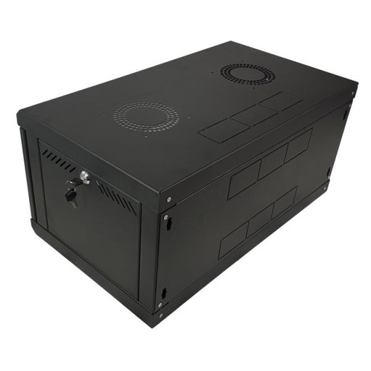 Монтажна шафа 6U, 600х350х370 (Ш*Г*В), скло, чорна - ES-Е635B