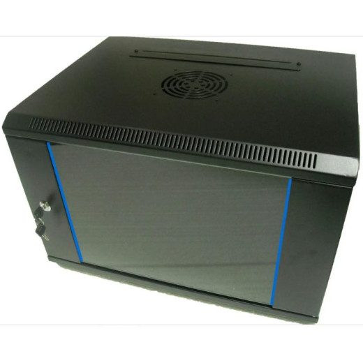 Шафа настінна 19" 9U 600x350 розбірна, Hypernet - WMNC-35-9U-FLAT-AC-BLACK