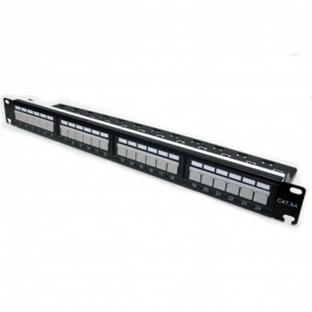Патч-панель 19" 24xRJ-45 UTP, кат. 6А, із заднім організатором з пластиковими фіксаторами, LW